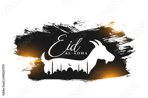 bakrid wishes greeting background with goat and mosque design