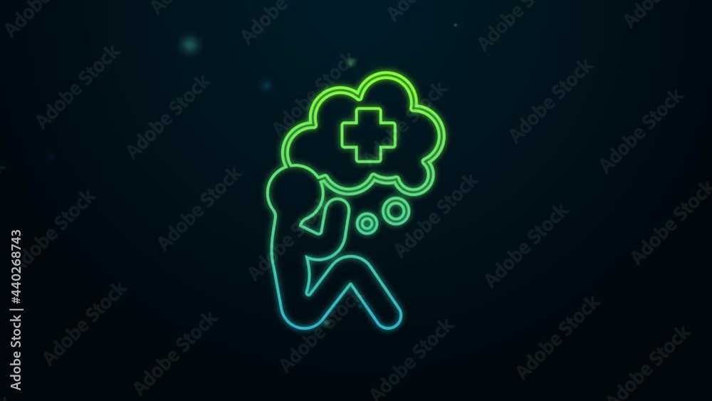 Glowing neon line Helping hand icon isolated on black background. 4K Video motion graphic animation Glowing neon line Helping hand icon isolated on black background. 4K Video motion graphic animation