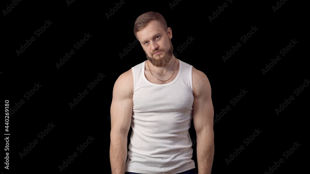 Serious Caucasian man talking with hands clasped. Actor on a black background. Monologue. High quality 4k footage Serious Caucasian man talking with hands clasped. Actor on a black background. Monologue. High quality 4k footage