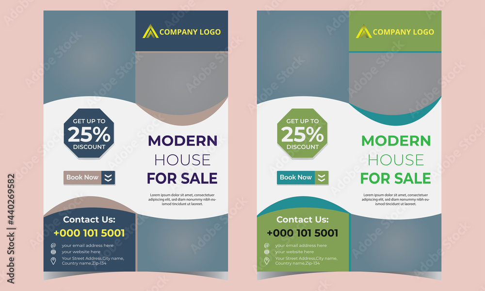 Real Estate Flyer and Modern Home Sales Template,Business Flyer and Poster,Flyer Design for New Home.Elegant Home Social Media Post.