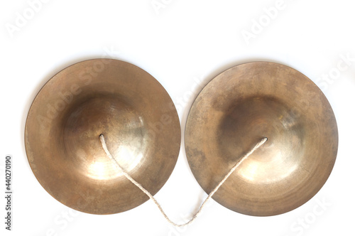 Thai musical instrument cymbal on a white background