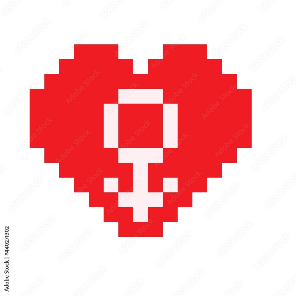 Pixel art background. Heart pixel art. Vector illustration. Valentine's Day.