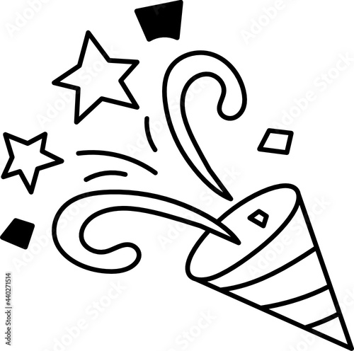 party popper doodle icon