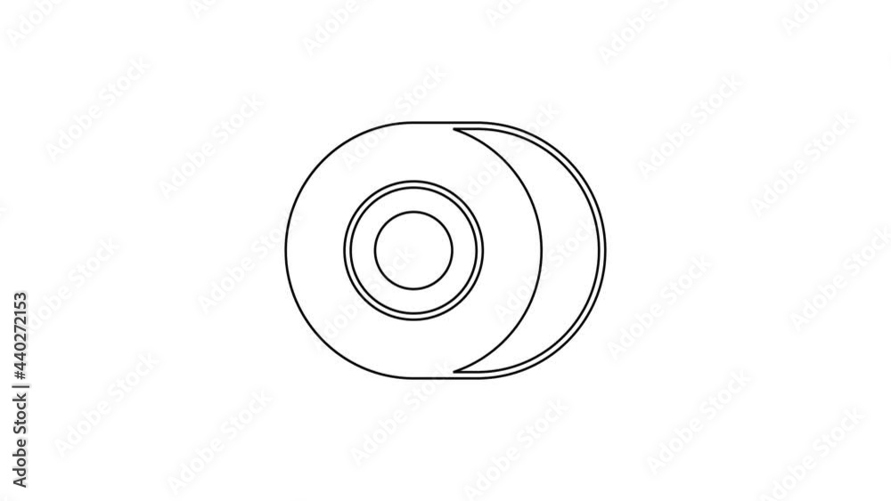Black line Skateboard wheel icon isolated on white background. Skate wheel. 4K Video motion graphic animation Black line Skateboard wheel icon isolated on white background. Skate wheel. 4K Video motion graphic animation