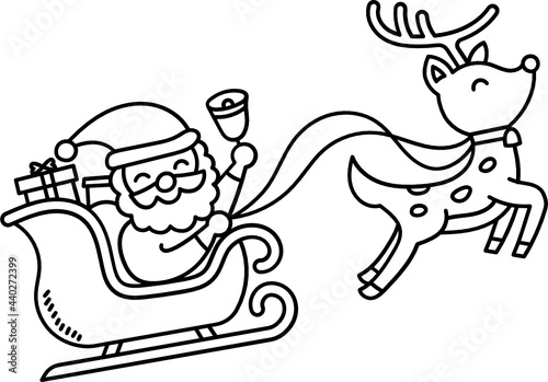 santa sleigh doodle icon