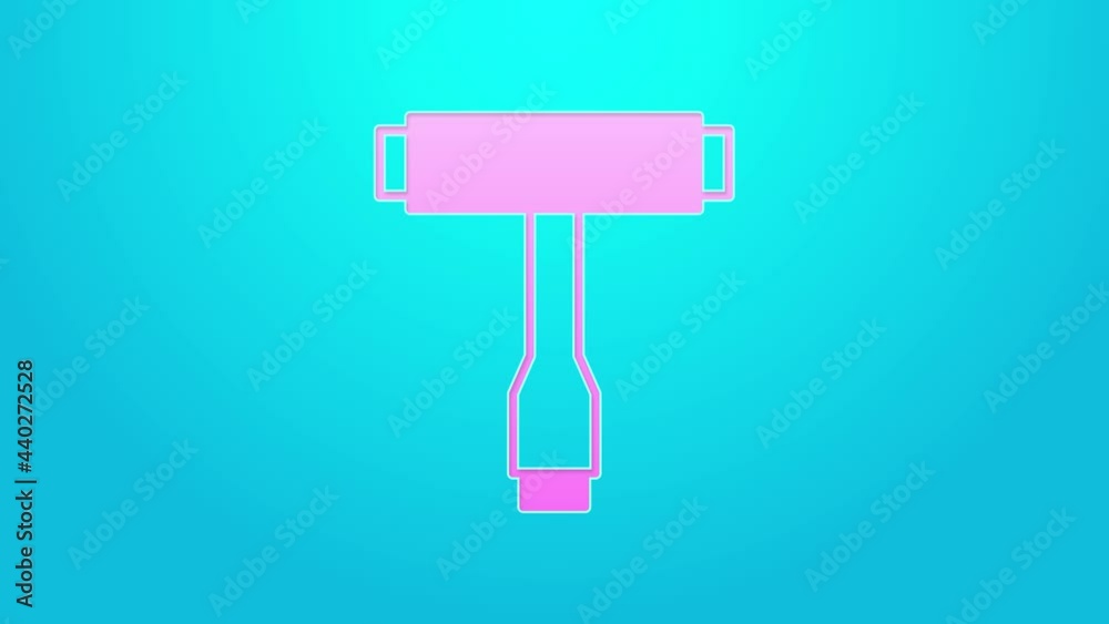 Pink line Multi-Function All-In-One portable skate tool T-tool for skateboard, longboard, electric skateboard icon isolated on blue background. 4K Video motion graphic animation Pink line Multi-Function All-In-One portable skate tool T-tool for skateboard, longboard, electric skateboard icon isolated on blue background. 4K Video motion graphic animation