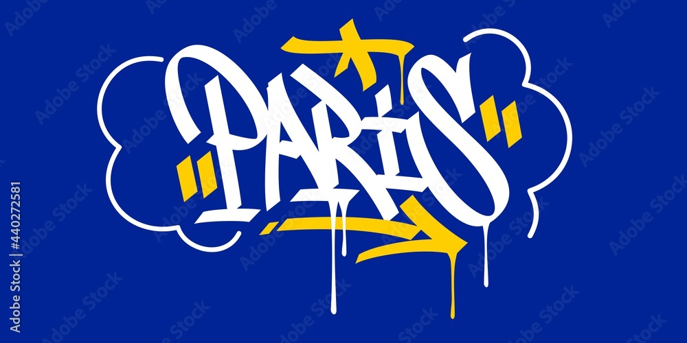 Paris Abstract Hip Hop Urban Hand Written Graffiti Style Vector Illustration Calligraphy Art - obrazy, fototapety, plakaty 