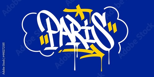 Paris Abstract Hip Hop Urban Hand Written Graffiti Style Vector Illustration Calligraphy Art