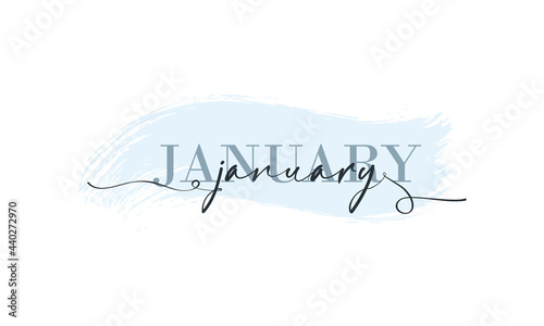 Hello January card. One line. Lettering poster with text January. Vector EPS 10. Isolated on white background