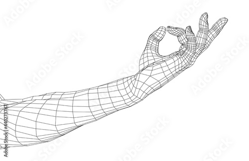Hand OK sign. Vector