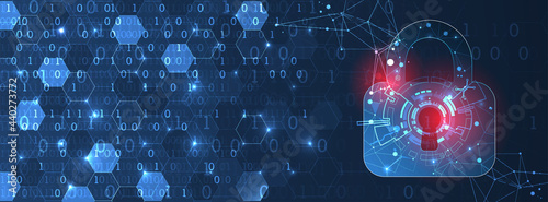 Data security Illustrates cyber data or information privacy idea. Color abstract  internet technology.