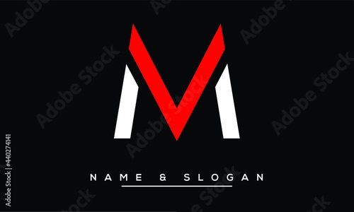 VM,  MV,  V,  M  Abstract Letters Logo Monogram