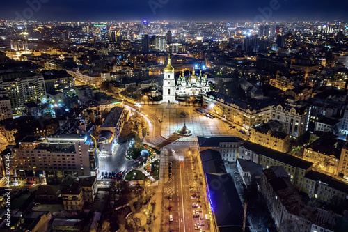 Aerial night view night Kyiv © Roxana