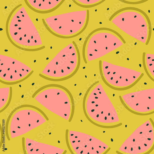Seamless pattern with watermelon slices