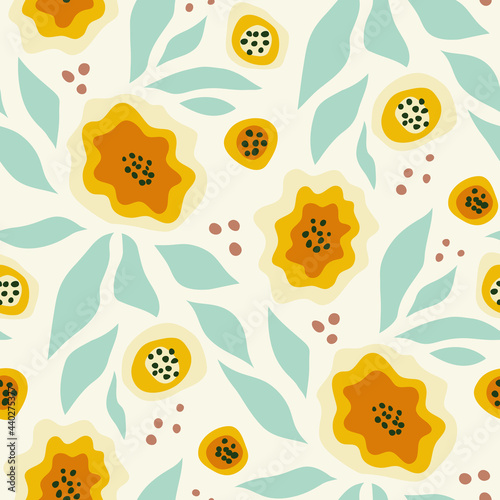 Seamless pattern with abstract flowers