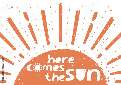 Postcard with rising sun