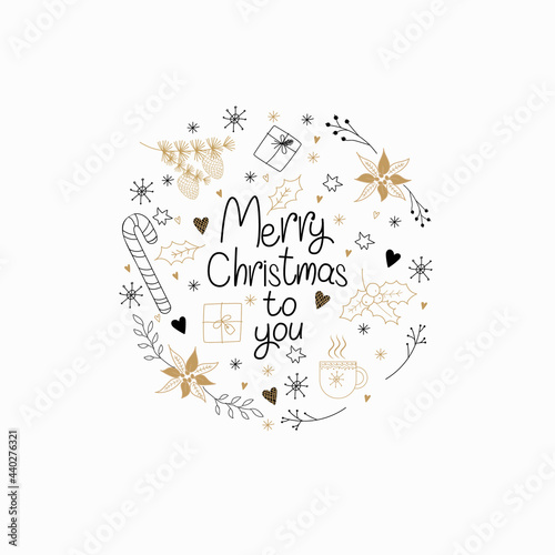 Christmas background. Doodle style illustration.