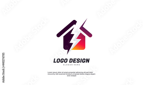 creative flash business and home icon collection for corporate identity logo design