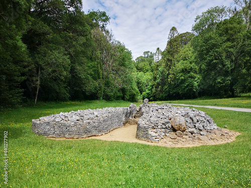 Parc Cwm long cairn, also known as Parc le Breos burial chamber, is a partly restored Neolithic chambered tomb, identified in 1937 as a Severn-Cotswold type of chambered long barrow. 