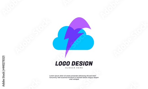 stock vector abstract flash and cloud logo for business corporate building template logo design vector illustration colorful