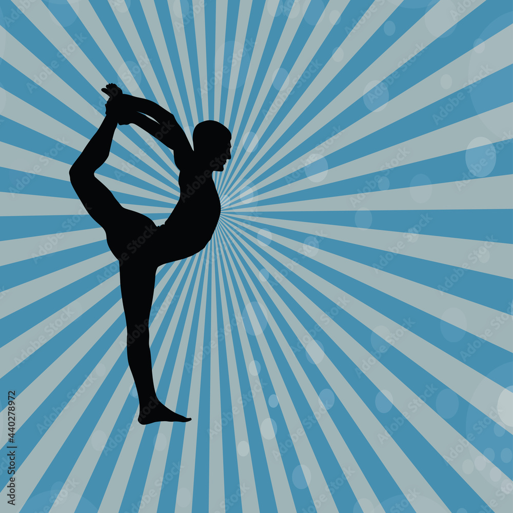Yoga man silhouette in Lord of the dance pose,Vector Eps 10