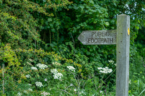 Footpath sign on post