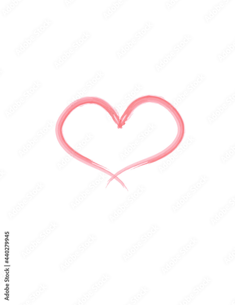 Vector Heart shape frame with brush painting isolated on pink background. Vector illustration.Eps 10. Happy Valentine's day