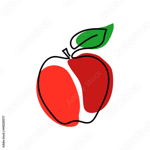 Oneline apple.Trendy monoline,continuous line garden  exotic fruit.Vector hand drawn illustration of healthy food
