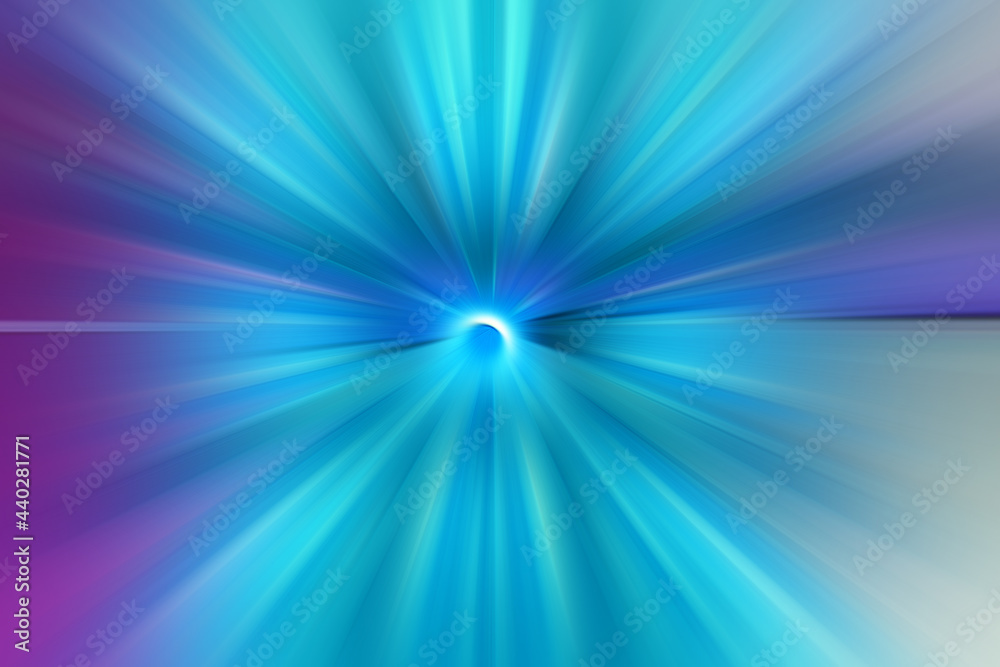 Abstract surface of radial blur zoom  in blue and lilac tones. Bright colorful background with radial, diverging, converging lines.