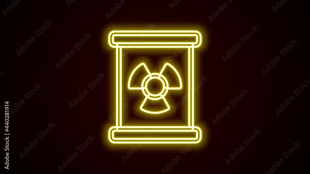 Glowing neon line Radioactive waste in barrel icon isolated on black background. Toxic refuse keg. Radioactive garbage emissions, environmental pollution. 4K Video motion graphic animation Glowing neon line Radioactive waste in barrel icon isolated on black background. Toxic refuse keg. Radioactive garbage emissions, environmental pollution. 4K Video motion graphic animation