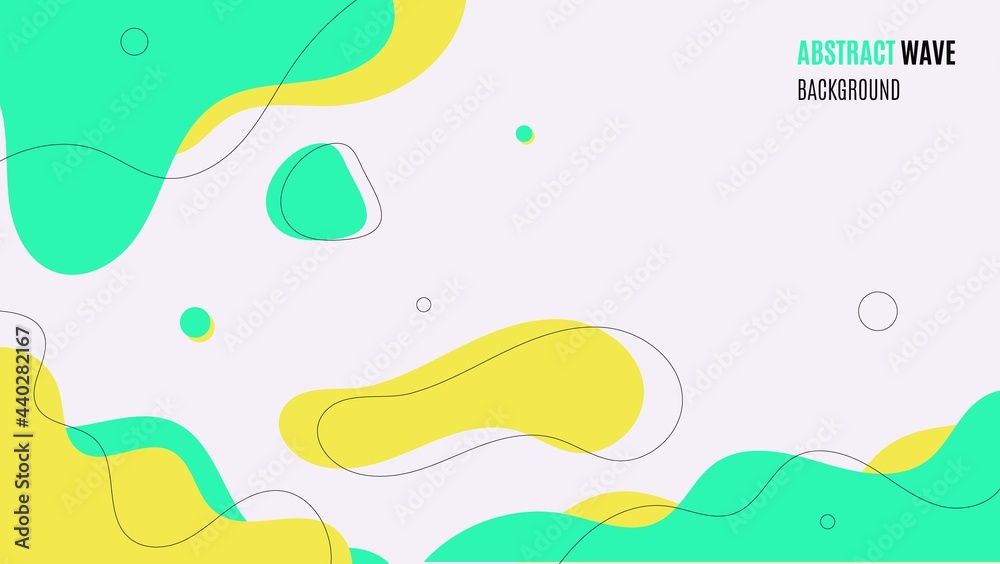 Minimal Green Yellow Flat Abstract Liquid Shape Background. Can Be Used For Banner, Poster Or Presentation.