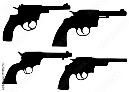 Revolvers in a set. Vector image.