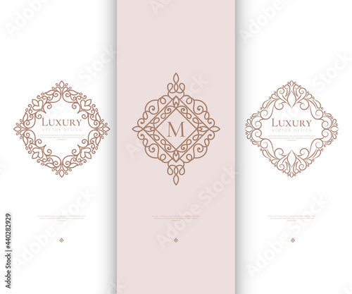 Vector set of linear frames. Can be used for jewelry, beauty and fashion industry. Great for logo, monogram, invitation, flyer, menu, background, or any desired idea.