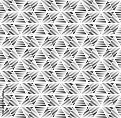 Seamless hexagon halftone geometric stripe line pattern vector on black background for Fabric and textile printing, jersey print, wrapping paper, backdrops and , packaging, web banners
