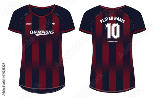 Women Sports Jersey t-shirt design concept Illustration, Raglan round Neck t shirt for girls and Ladies Volleyball jersey, Football, badminton, Soccer, netball and tennis, Sport uniform kit for sports