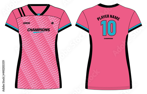 Women Sports Jersey t-shirt design with halftone geometric pattern concept Illustration suitable for girls and Ladies for Volleyball jersey, Football, Soccer and netball, Sport uniform kit for sports