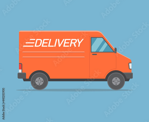 Delivery van service shipping transport, Online order tracking status, Flat design for apps and websites, Vector illustration