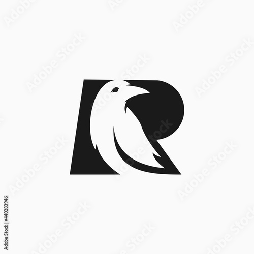 Letter R Raven crow logo designs