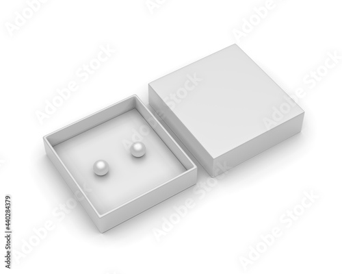 Paper Pearl earring Gift Packaging Rigid Box. 3d render illustration.