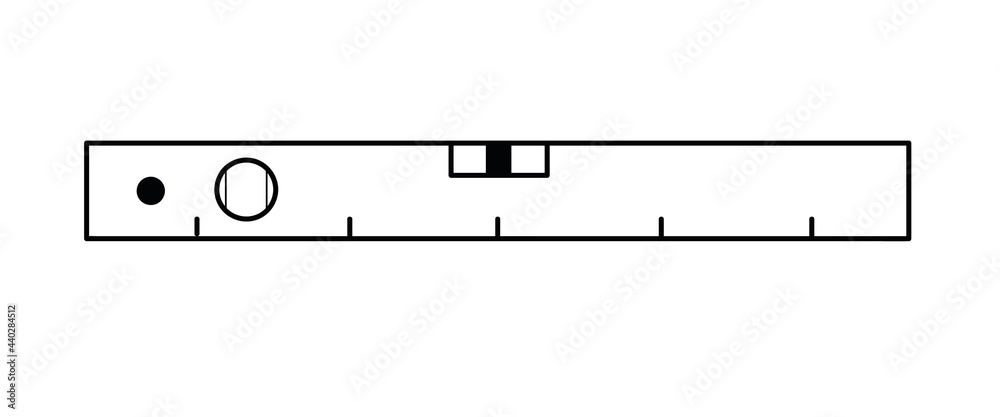 Icon of Construction Level with Bubble. Vector Illustration in trendy line art style. Black Construction tools on white background. Design for mobile concept and web apps Icon of Construction Level with Bubble. Vector Illustration in trendy line art style. Black Construction tools on white background. Design for mobile concept and web apps