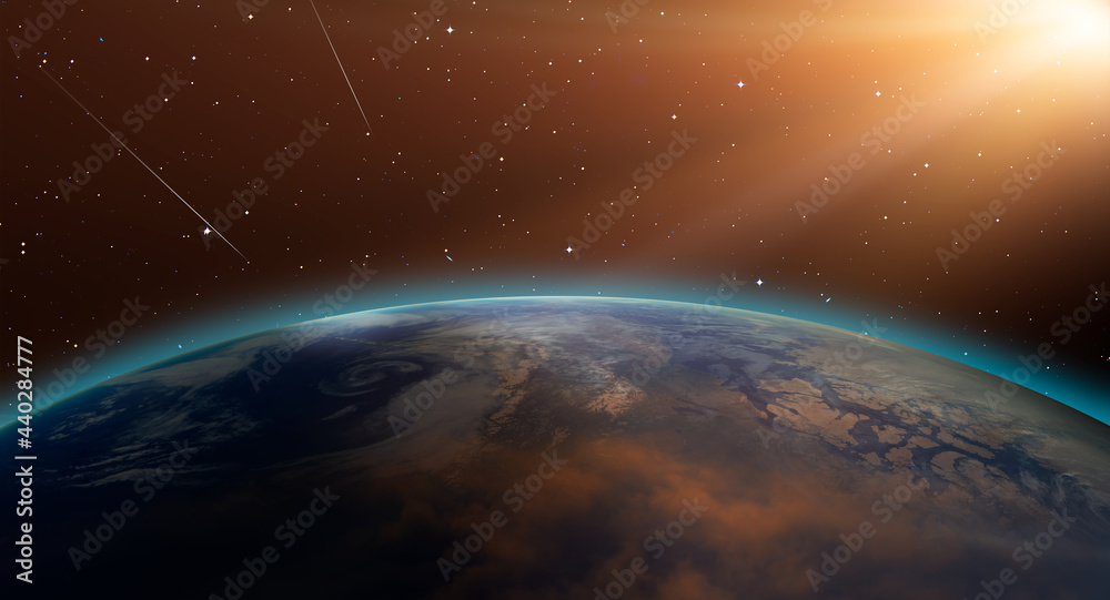 Fototapeta premium Planet Earth with a spectacular sunset 