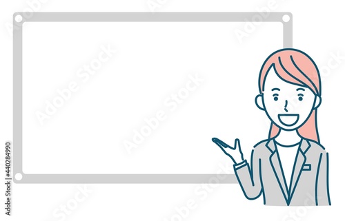 説明するビジネスパーソン女性のイラスト素材