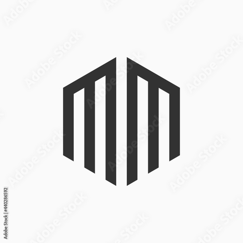 Hexagon cube letter MM logo design inspiration