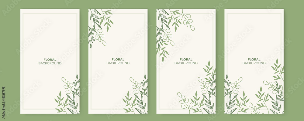 Set of four invitation or greeting card design decorated with flowers. Set of floral universal artistic templates. Good for greeting cards, invitations, flyers and other graphic design.