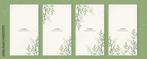 Set of four invitation or greeting card design decorated with flowers. Set of floral universal artistic templates. Good for greeting cards, invitations, flyers and other graphic design.