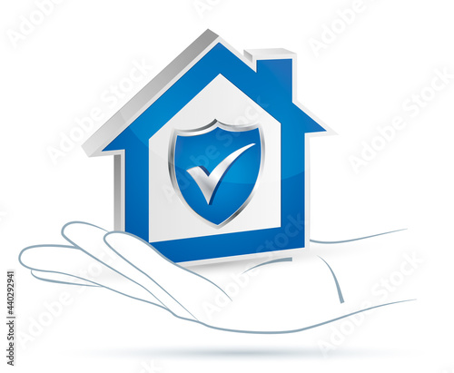 Safe house symbol with hand