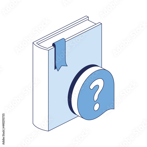 Book instruction questions, faq. Vector 3d line isometric, color web icons, new flat style. Creative design idea and elements for infographics.