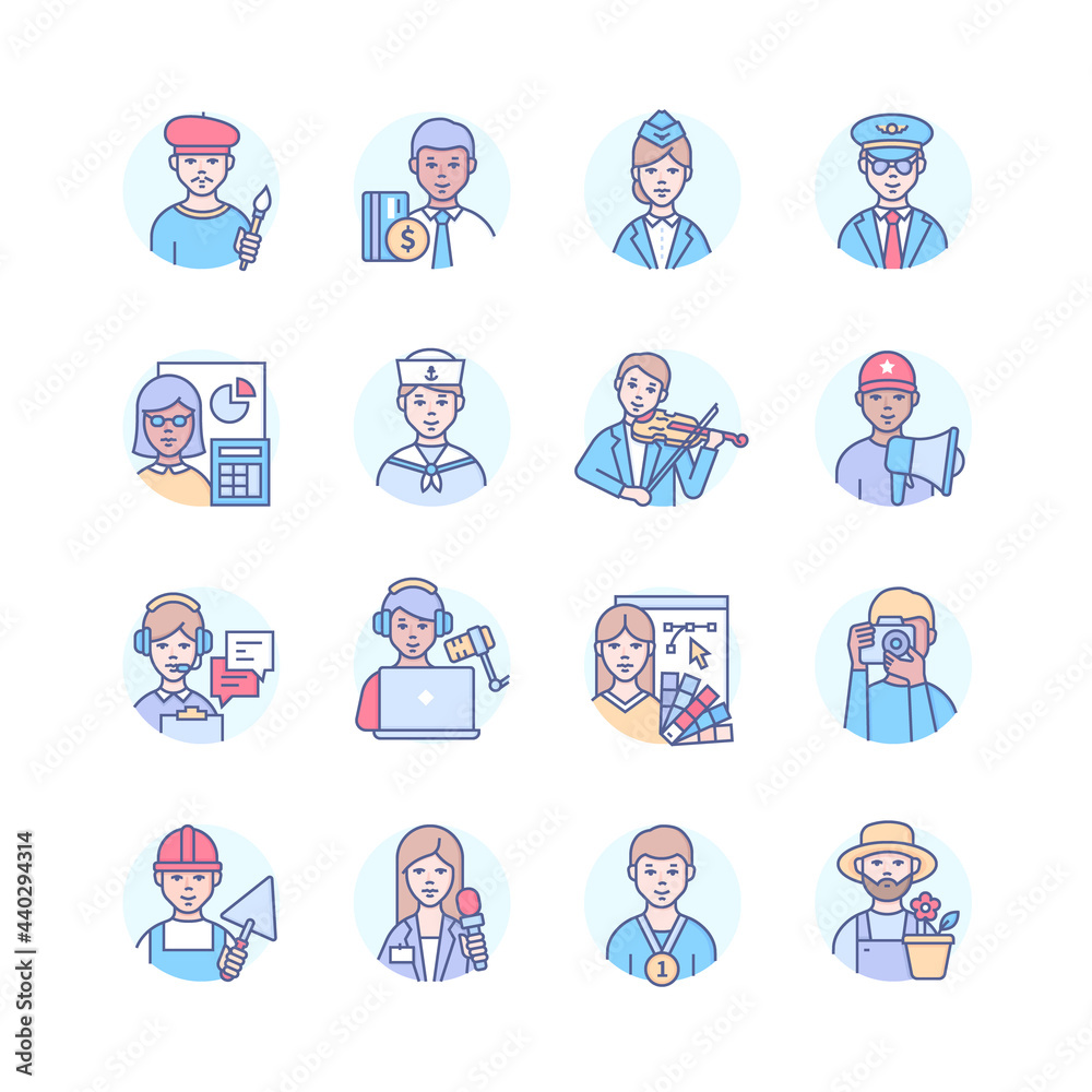 Professions - modern colorful line design style icons Professions - modern colorful line design style icons