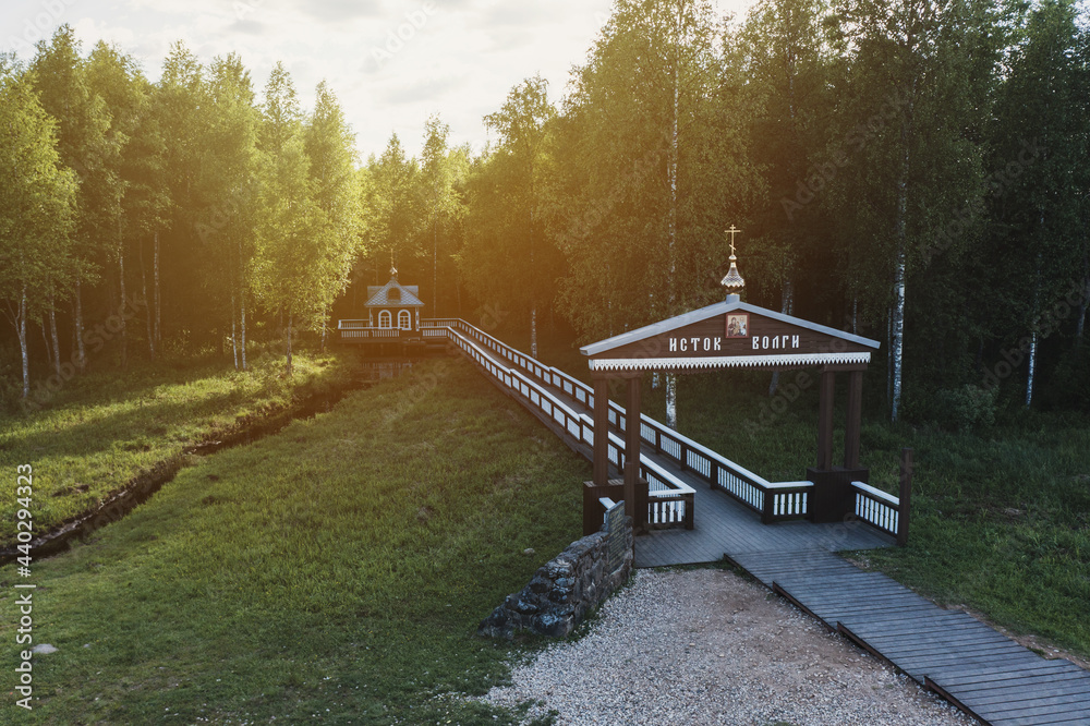 Fototapeta premium The source of the Volga River. Volgoverkhovie village, Tver Oblast, Russia. High quality photo