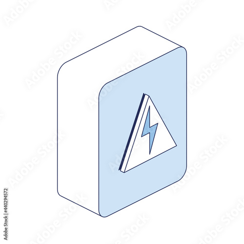 Switchboard, High voltage sign, electricity lightning. Vector 3d line isometric, color web icons, new flat style. Creative design idea and elements for infographics.
